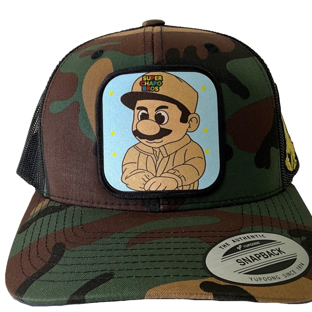 Super chapo bros 2 logos el Chapo Guzmán JGL hat camo black mesh